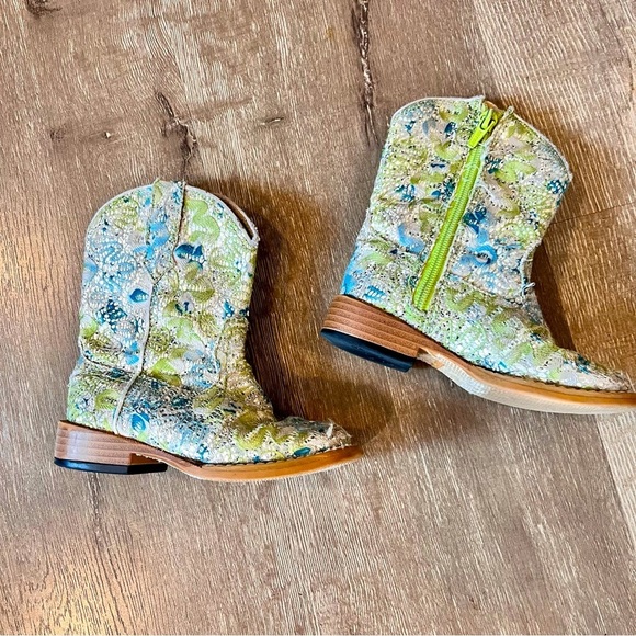 RARE GIRLS ROPER LIME GREEN BOOTS Size 7 See All Pics For Wear/flaws - Picture 1 of 8